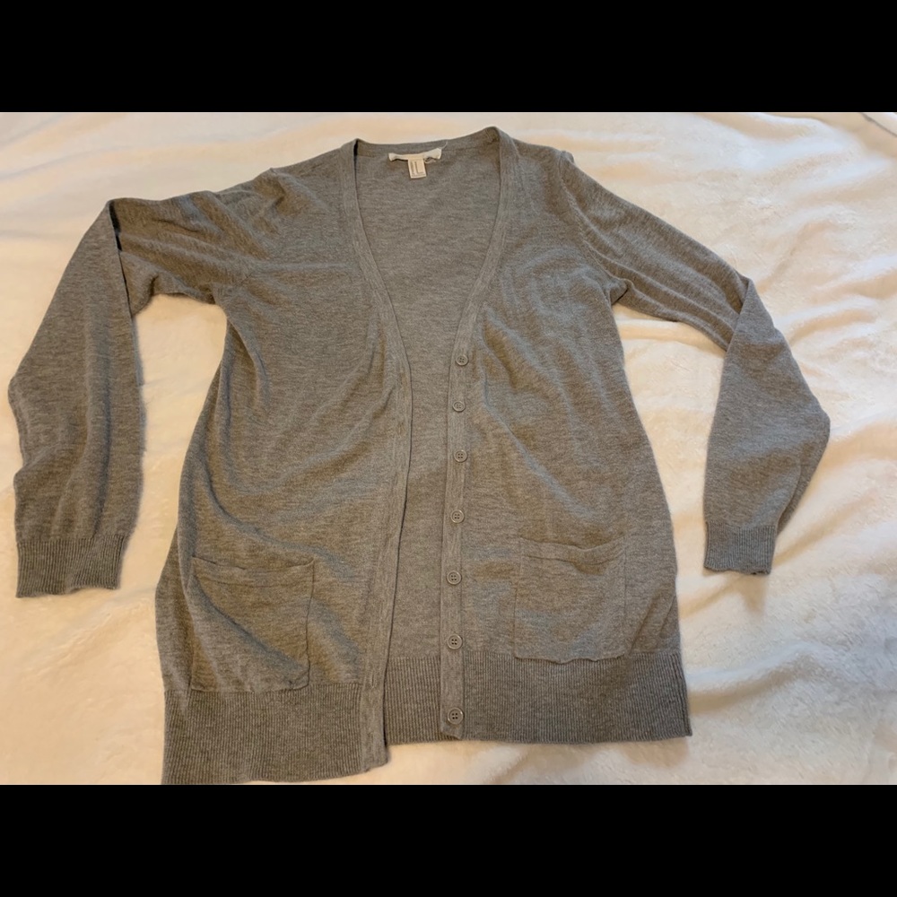 Gray button up cardigan
